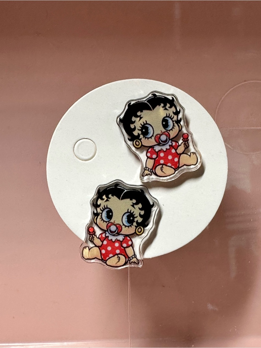Betty Boop Red Polka Dot Baby Stud Earrings - Picture 1 of 1